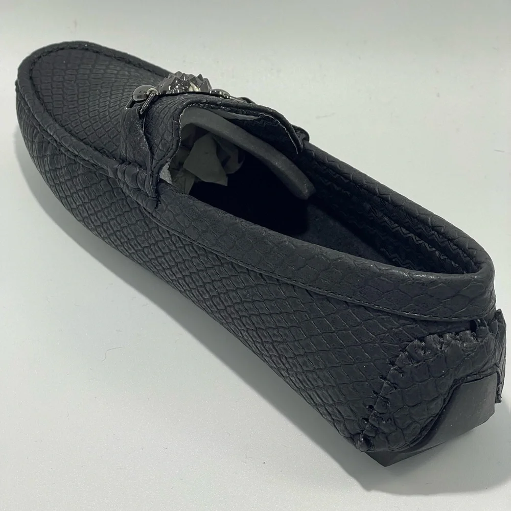 Platini Black PSH5192 Textured‎ Loafers Lion Bit Men’s 8.5 New in Box